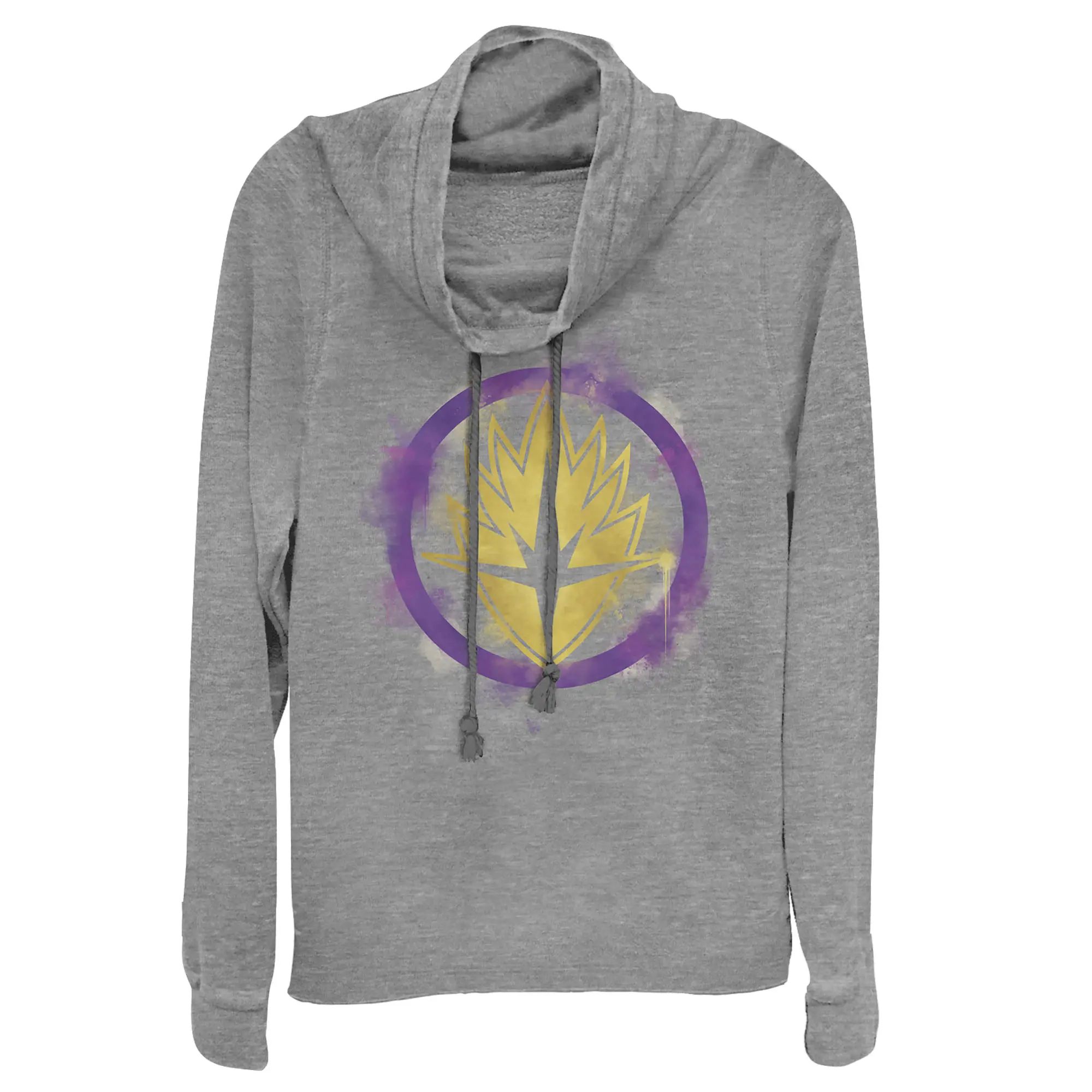 Juniors Womens Marvel Avengers: Endgame Smudge Guardians of the Galaxy Cowl Neck Sweatshirt