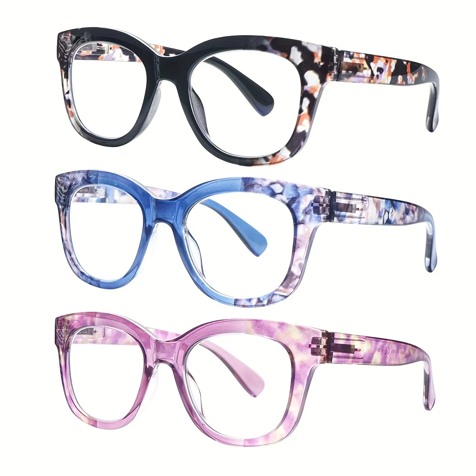 ZOELEAD 3-Pack Blue Light Blocking Reading Glasses for Men & Women, Tortolette Round-End Bendable Non-Prescription Frames with Spring Hinges for Computer Use, Tortolette Non-Prescription Glasses, Round-End Non-Prescription Glasses