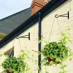 4 pieces of ironwork metal wall-mounted hanging baskets, plant brackets, hooks, wall flower basket brackets, courtyard hanging lantern wall-mounted brackets - black indoor and outdoor plant hanging brackets, classic design, sturdy structure, essential too