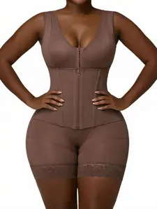 1 Count Women's Full Chest Coverage Shapewear, Underwear, 8-Bone Waist Training Bodysuit, Colombian Shapewear, Triple Hook Closure Adjustable Body Shaper, Butt Lifting Shapewear Bodysuit, Anti-Slip Lace Jumpsuit, Classic Daily Wear