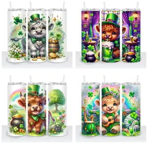 St. Patrick's Day Highland Cow (2025) Choice - 20oz Tumbler Reusable Drinkware Straw Lid