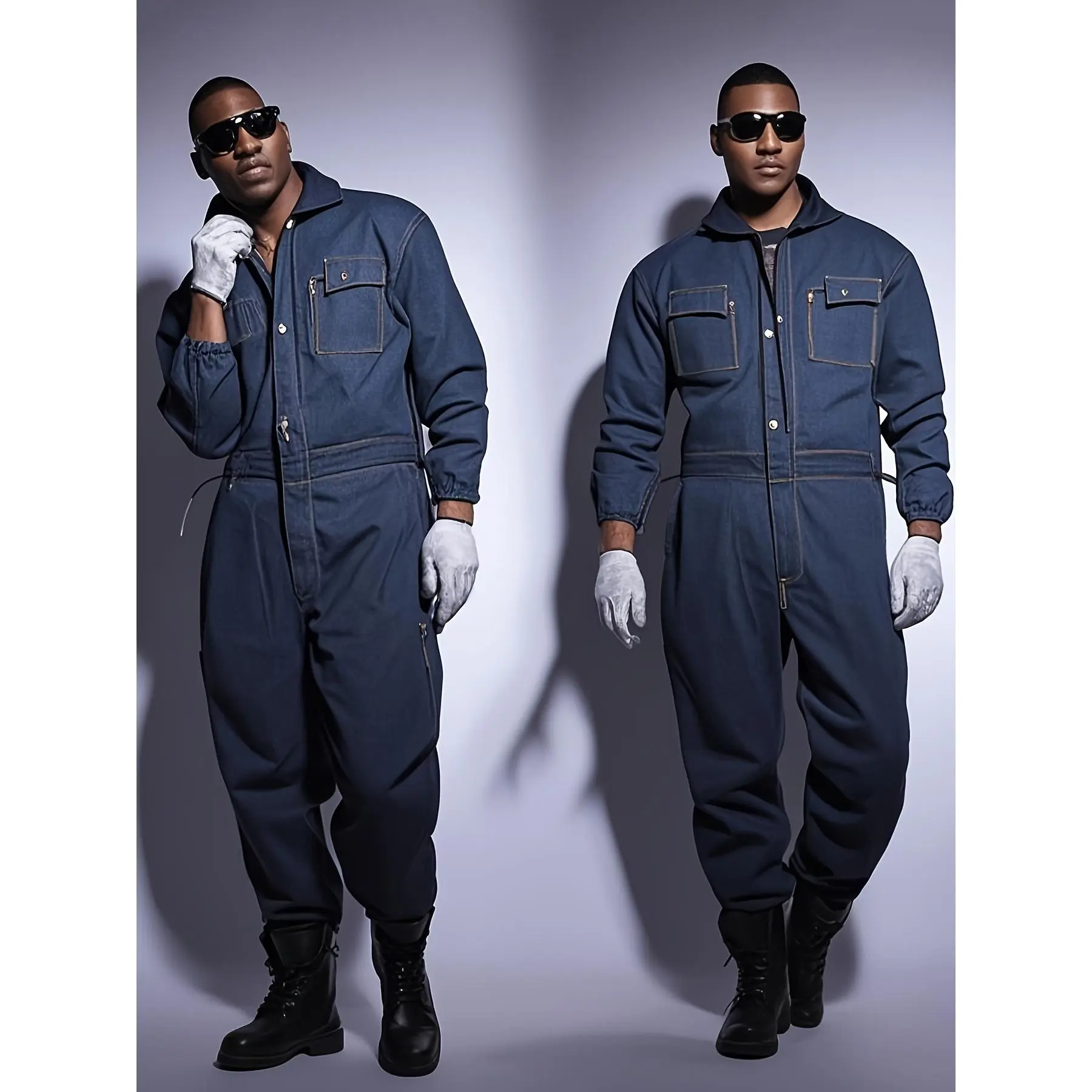 Thick Denim With Multiple Pockets, Dirt-resistant And Dust-proof Jumpsuit, One-piece Workwear, Suitable For Spring Outdoor Sports And Work, Unisex Style
