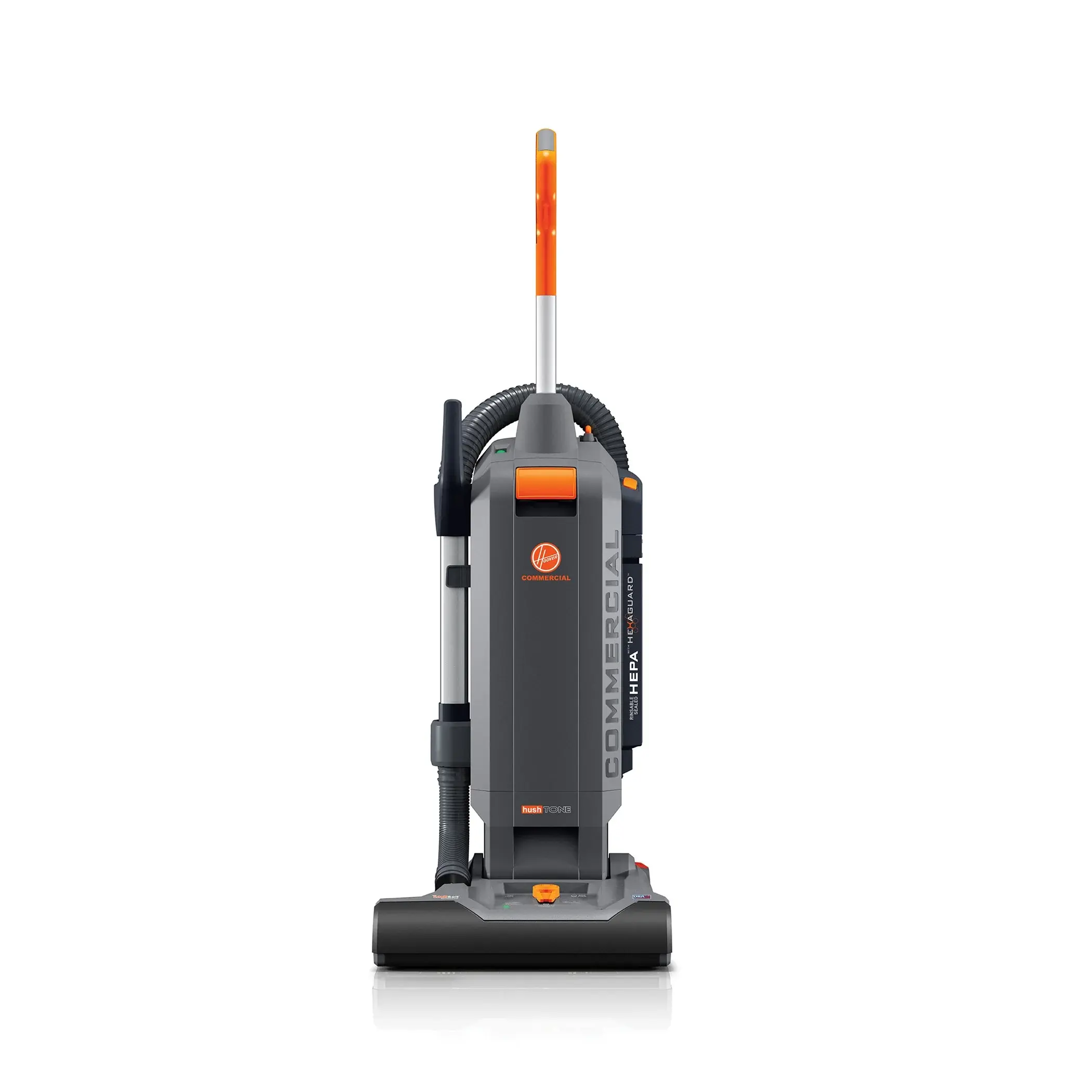 Hoover Commercial HushTone CH54115 Corded Floor Cleaning Vacuum - 15 in, Intellibelt, 40 ft Cord, Button Operation, Quiet Performance, Durable, No-Tool Assembly, 18 lbs, Lightweight, HEPA Filter, Ideal for Schools, Hospitality Settings