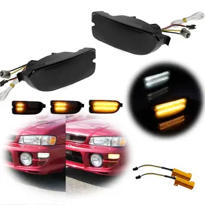 2pcs Smoke Sequential Switchback LED Front Signal lamps Lights For 1999 2000 2001 Subaru Impreza,Replace OEM 84441FA160, SU2531104, 84441FA170, SU2530104