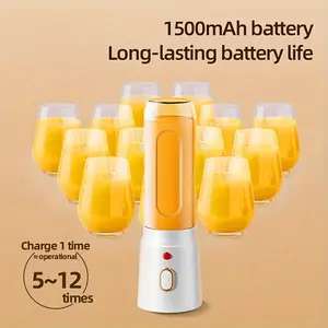One Unit, Rechargeable Portable Mini Juicer with Double Cups, Home Multi-Function Juicer for Dormitory, Portable Juicer with 10 Blades, Equipped with a Portable Cup and an Auxiliary Food Cup, USB Charging, Mini Auxiliary Food