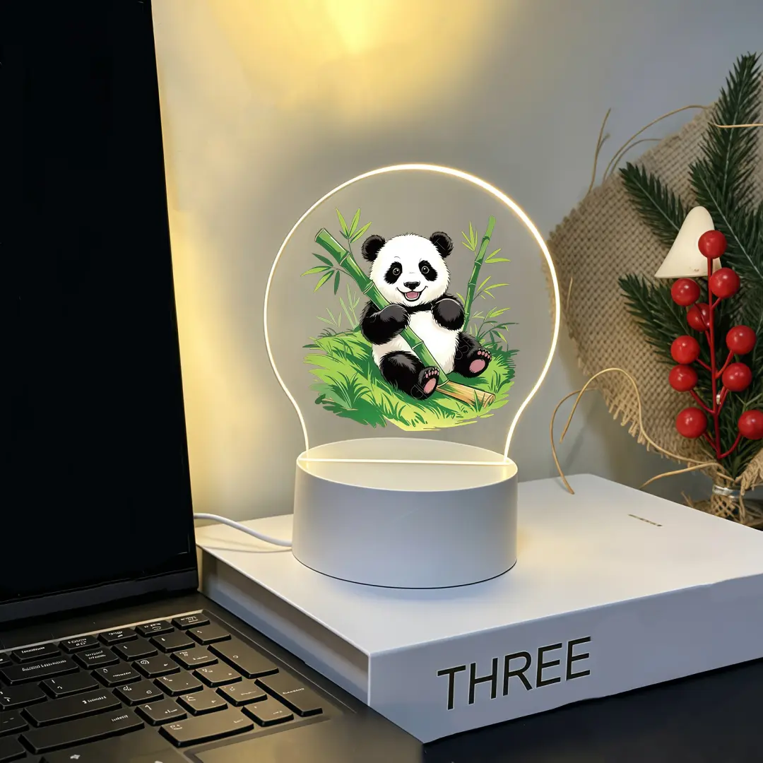 Cute Panda LED Night Light – Bamboo & Grass Design, Perfect Gift for Animal Lovers, Kids’ Room Decor on Birthdays, Children’s Day & Holidays