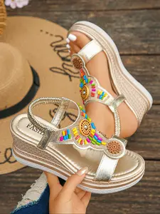 Flat Summer Bohemian Trending PU Leather Sandals for Women, Comfortable Open Toe Walking Shoes, Multiple Sizes, Casual Fashion Footwear
