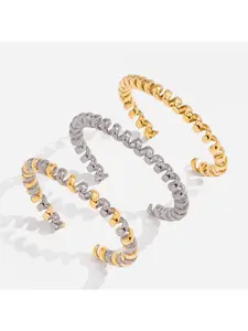 18K Gold Plated Stainless Steel Coiled Multi-Layer Open Cuff Bangle, Spiral Telephone Wire Wrap Bracelet for Women