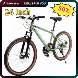 24 Inch Teen Mountain  with High Carbon Steel Frame, Disc Brakes and Brown Edge Tires, Sturdy Youth Bicycle Perfect for School Commuting, Outdoor Trail Riding, Recreational Cycling and Daily Urban Exploration bikes tallOutdoor Cycling Bike women