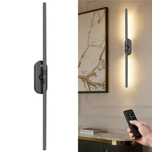 Battery Operated Wall Lights , 【Non-Removable Battery】 Rechargeable Wall Lamps with Remote Control, adjustable Dimmable Black LED Wireless Wall Sconces for Bedroom, Living Room, Hallway, Dining Room, 360° Rotate type-c cable