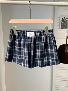 Y2K Retro Plaid Shorts for Women, Elastic Waist Loose Fit, Casual Summer Sports Pants, Comfortable Daily Wear, Trendy Street Style