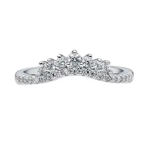 Wishbone CZ Eternity Ring in Sterling Silver