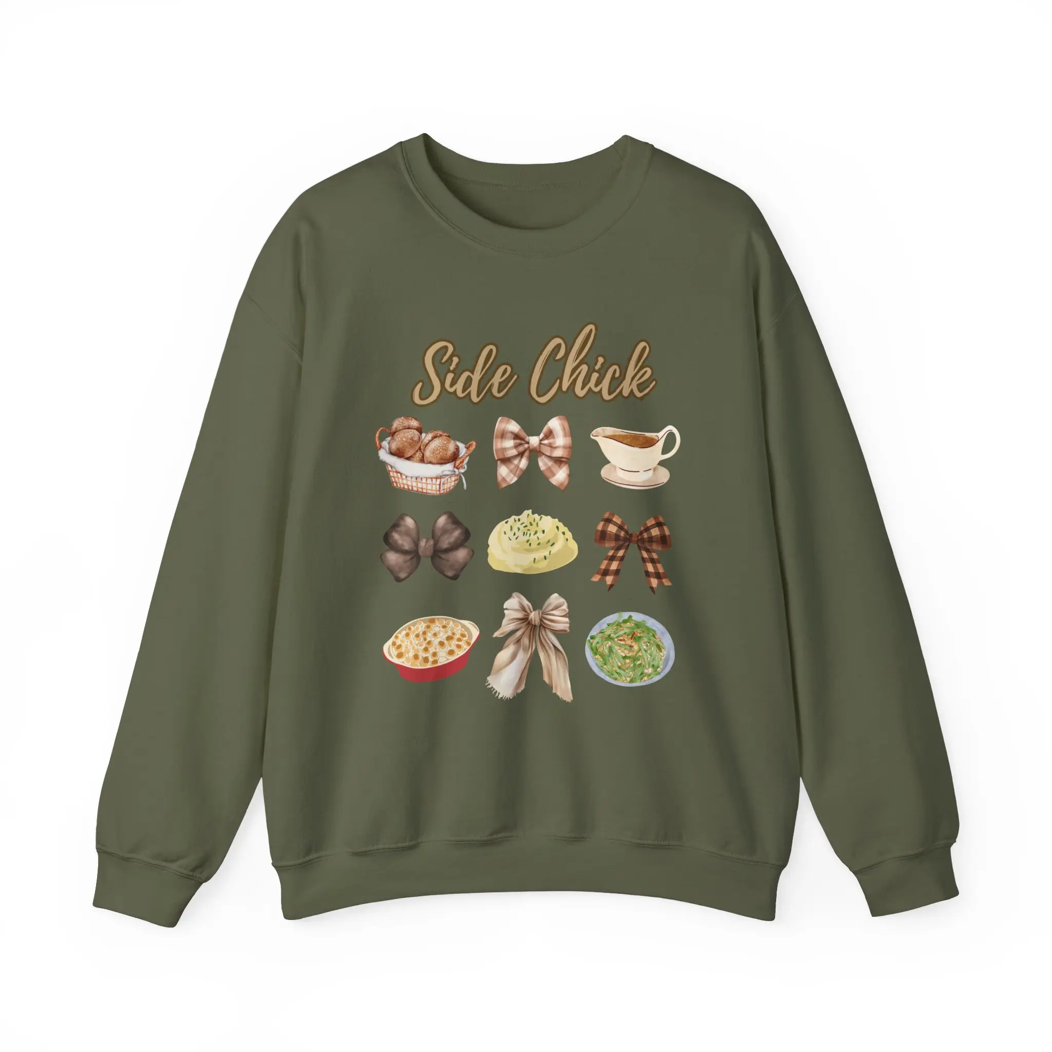 Thanksgiving Funny Sweatshirt, Side Chick Coquette Country Cooking Vibes - Unisex Crewneck, Side Dish, DTG