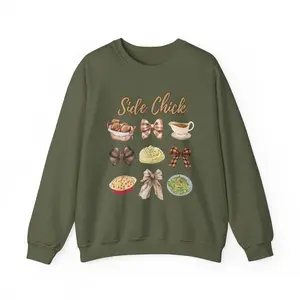 Thanksgiving Funny Sweatshirt, Side Chick Coquette Country Cooking Vibes - Unisex Crewneck, Side Dish, DTG