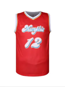 Memphis Men's Basketball Jersey #12, Breathable Polyester, Embroidered Design, Street Style, Outdoor Sports Clothing