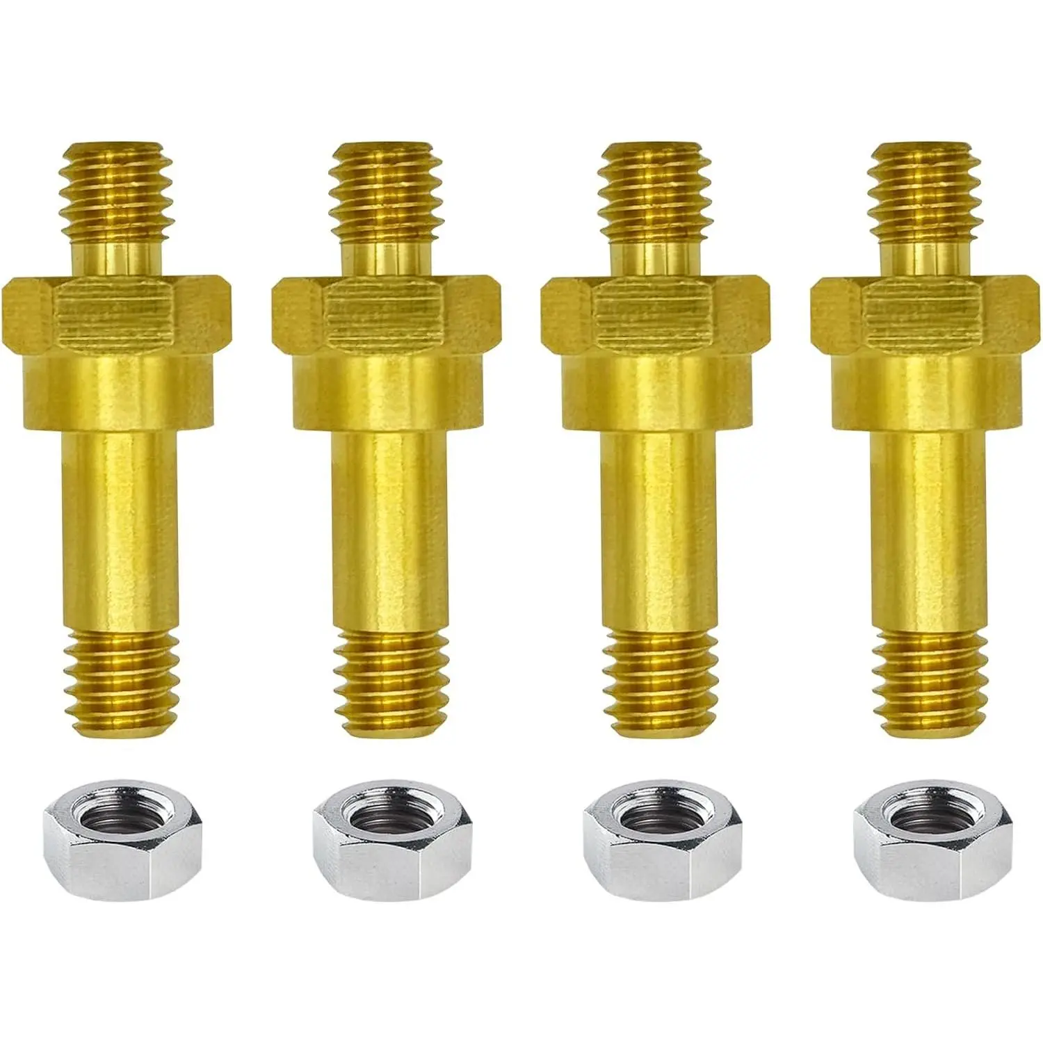 3/8"-16 Brass Long Stud Side Post Battery Terminal Bolt,  Standard Battery Side Post Extender Stud Compatible with GM Post, Pack of 4