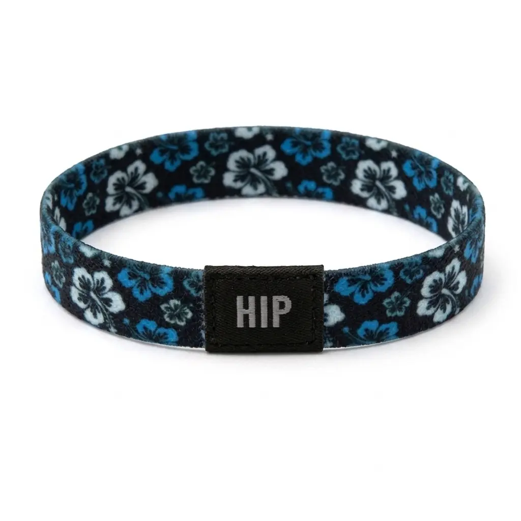 Blue Hawaiian Hibiscus Maui Flower Bracelet Hair Tie