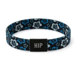 Blue Hawaiian Hibiscus Maui Flower Bracelet Hair Tie