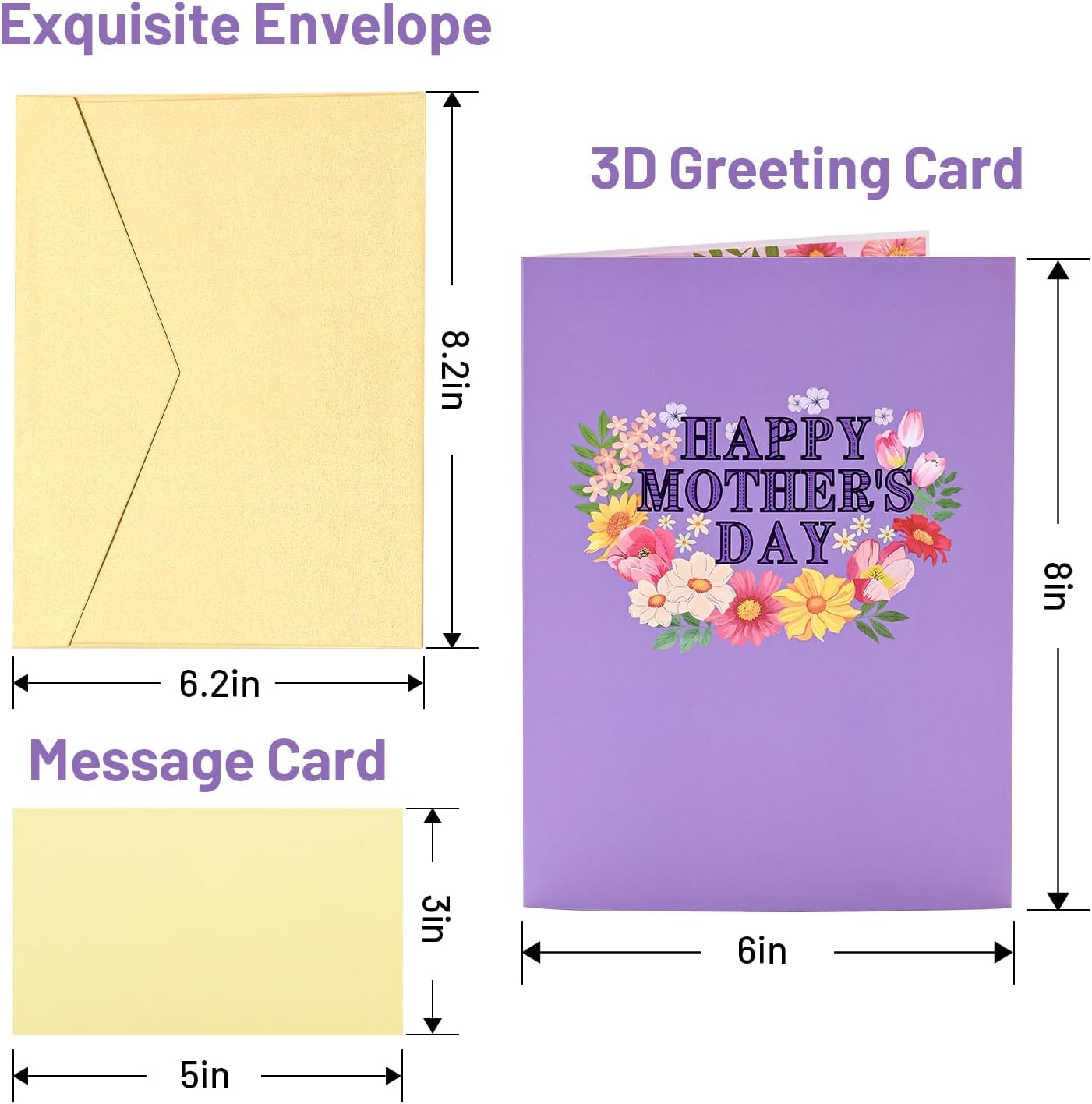 3D Mothers Day Card, Happy Mother's Day Pop Up Cards, Mother's Day Card with Envelope And Message Note, Recycled and Eco-Friendly