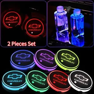 Car Interior Dedicated 7 Color LED Cup Holder Mat, Universal All Car Models, Durable Anti-Slip Atmosphere Light Modification Part