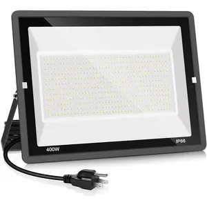 400W LED Stadium Flood Light Outdoor,2400W Equivalent 50500LM 5000K Daylight White Super Bright FloodLight with Plug,85-277V IP66  Commercial Lighting for  Fields,Counts,Arena