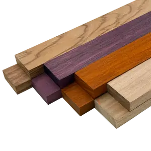 Imported Exotic Hardwood Variety Pack - Red Zebrawood, Purpleheart, Padauk, Okoume - 3/4" x 2" (8 Pcs)