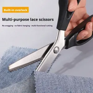 1pc Heavy-Duty Stainless Steel Serrated Blade Fabric Cutting Scissors with Triangular Teeth - Sharpness for, Lace, Cloth, Paper & Ribbon Cutting - No-Snap Durable Shears for Tailors, DIY & Crafting (No Assembly