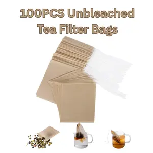 100PCS Unbleached Tea Filter Bags – Disposable Biodegradable Drawstring Infuser Sachets for Loose Leaf Tea, Eco-Friendly Wood Pulp (3.2x4.0 Inch)