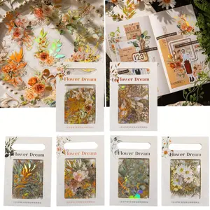 240 Pieces Gold Foil Botanical Stickers with Clear Background, Holographic Flower Eucalyptus Scrapbooking Sticker Floral Decals for Journaling Bullet Journal Planner Photo Album Card Making DIY Crafts,Car Stickers