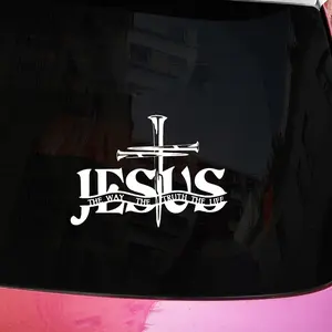 1PC  Jesus Cross Religious Themed Car Sticker Is Easy To Apply Without Leaving A Trace  Suitable for Car Body  Fuel Tank  Windshield  Creative Waterproof and Durable Decoration  Covering External Scratches  Self-adhering