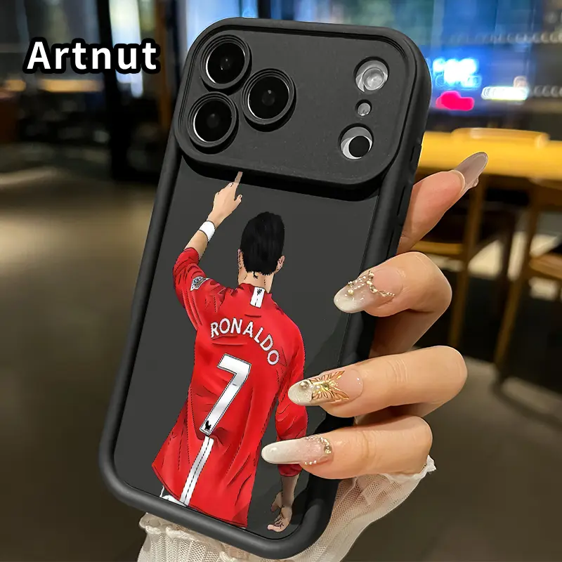 Phone Case for iPhone 17 Pro Max Air Promax Football Player Pattern Straight Edge Upgraded Lens Protection Durable Bumper Cover for Boy Smartphone Protective Shockproof Casing