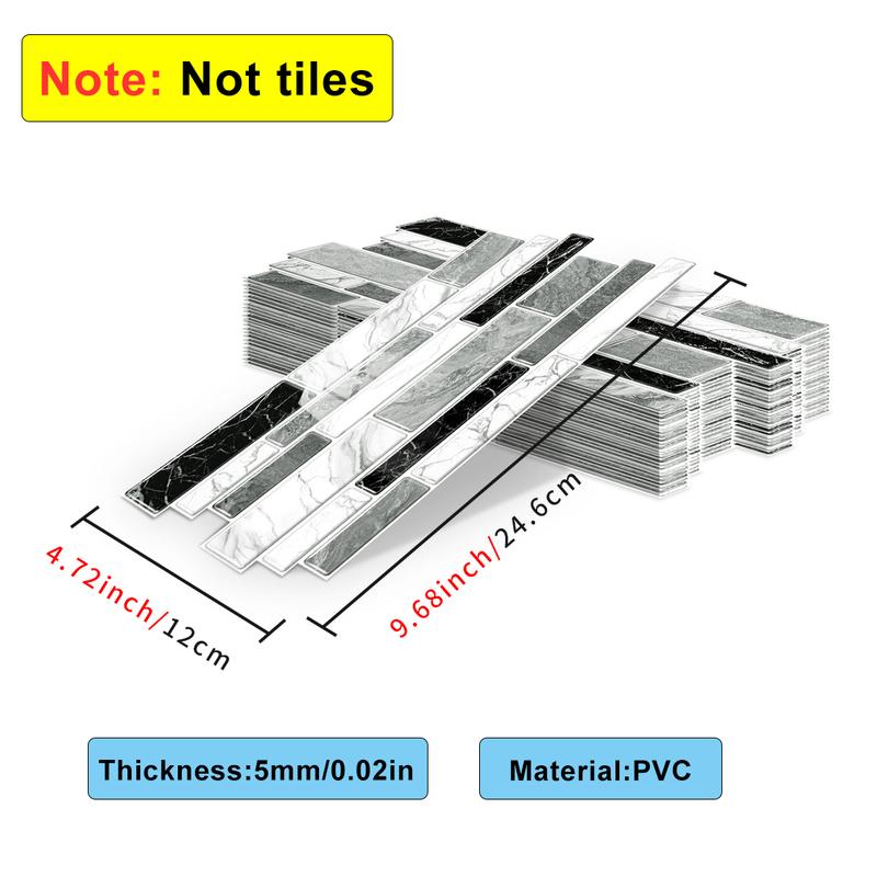 FLOLEOPA 48-Piece Peel-and-Stick Wall Decals Kitchen & Bathroom Splashback Protection Waterproof, Oil-Resistant, Heat-Resistant Ideal for Dining Rooms, Schools, and Office Wall Decor Marble Pattern Stickers, Tile Decals, Wall Panels