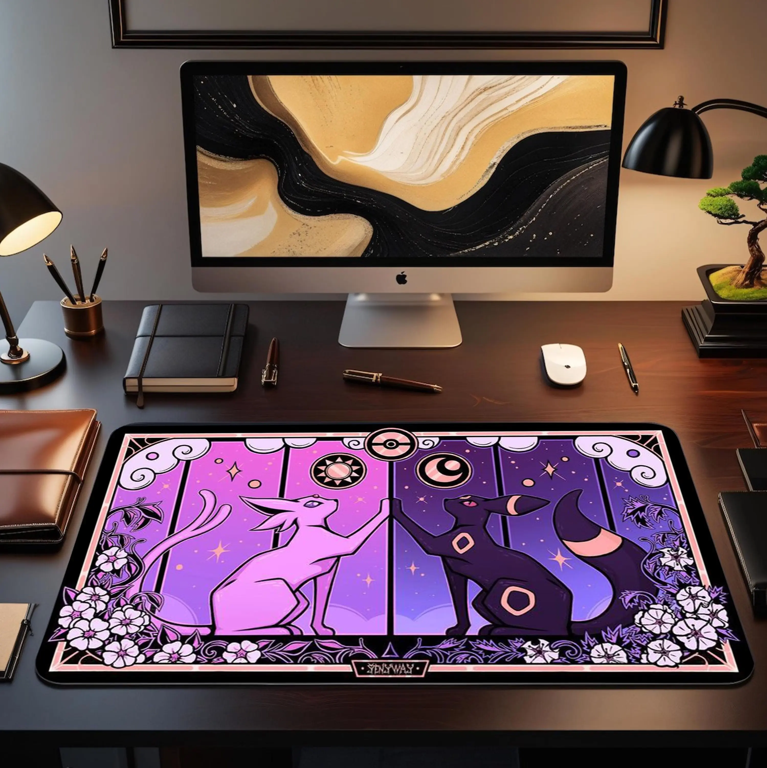 [SALE UP TO 45%] Mouse Pad Large Desk Mat Umbreon Espeon Mousepad Cute Purple Anime Desk Mat Gaming Desk Mat Gift