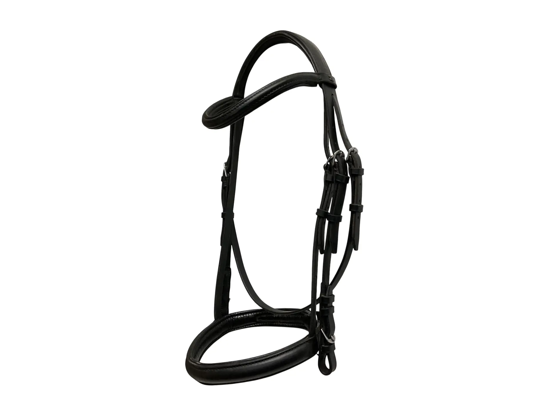 Dobert Classic Black Leather Snaffle Bridle, Equestrian Horsewear with Padded No-Flash Cavesson & Stainless Steel Herm Sprenger Buckles, COB Size (No Reins), Horsewear & Bandaging
