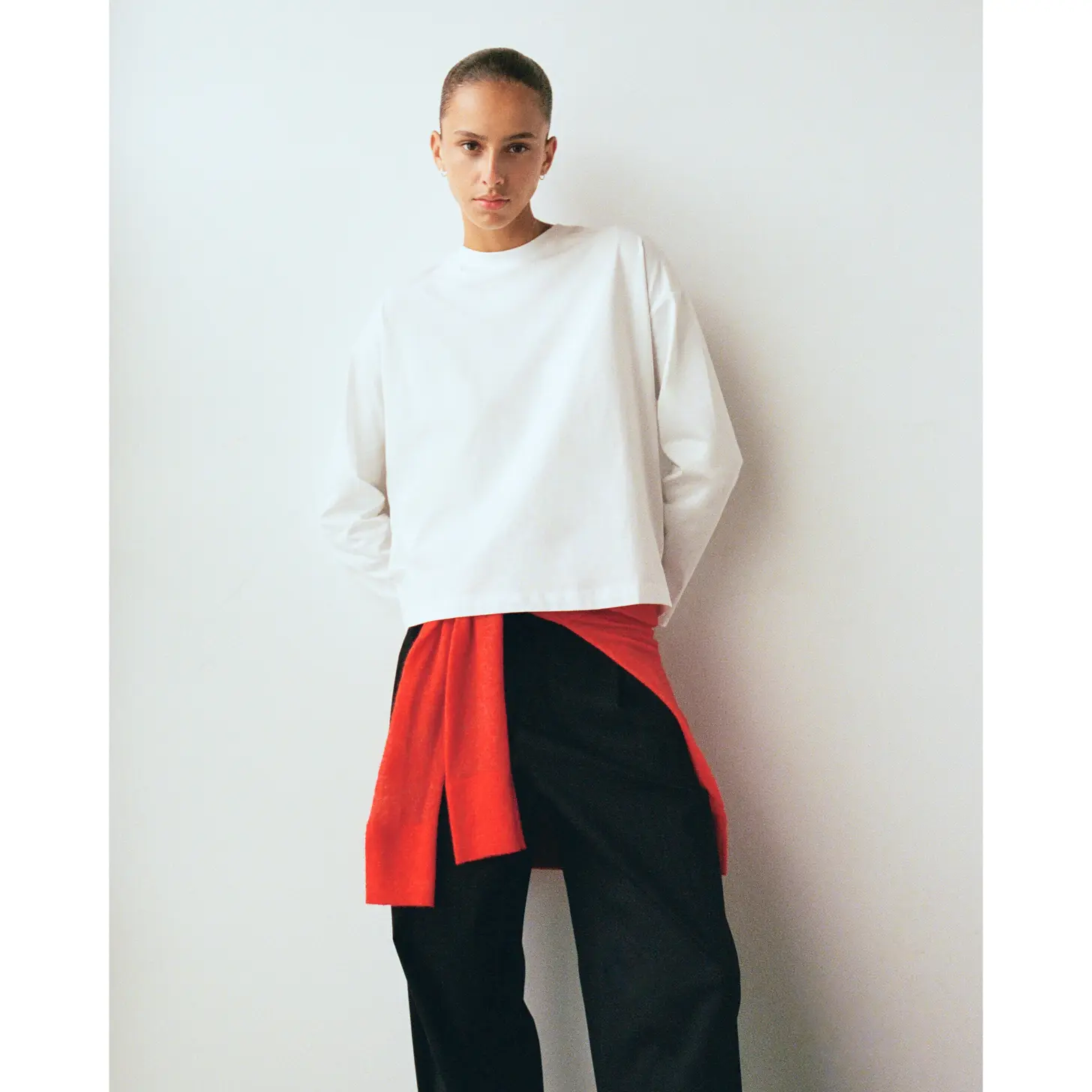 Forever Jersey Boxy Long-Sleeve Crew | White