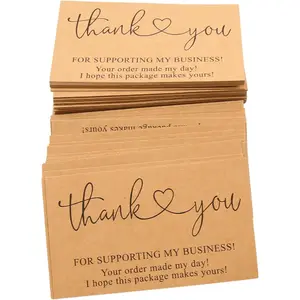 200Pcs Brown Thank You for Supporting My Business Cards,2 x 3.5 Inches / 9 x 5 cm Small Bulk Customer Appreciation Card for Small Business Packaging Supplies