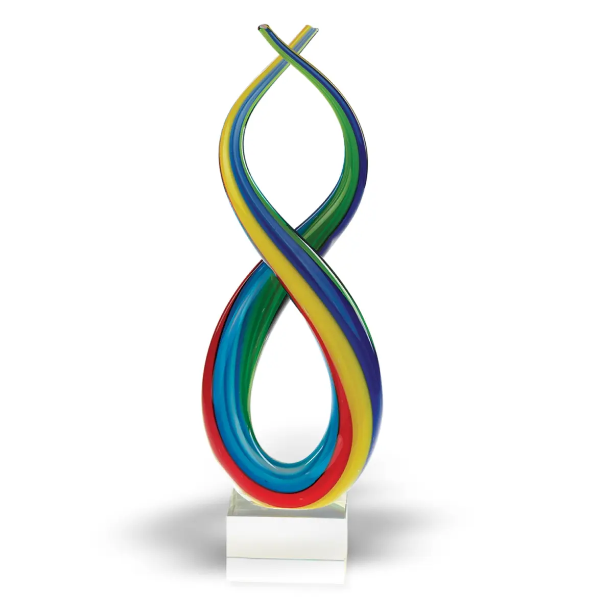 HomeRoots 376112 Durable 14 in. Mouth-Blown Art Glass Decorative Rainbow Centerpiece with All Natural Components & 6-lb Base