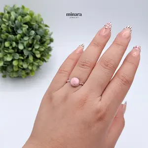 MINARA 950 Silver RODONITA Twisted Ring - Anillo Entorchado