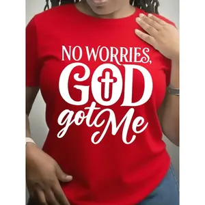 No Worries God Got Me Graphic T-Shirt - Christian Faith Tee, Cute Fashion Outfit, Comfortable Cotton Top, Oversized Casual Wear, Perfect Gift for Her & Him, Best Present for Friends & Family, Ideal for Easter, Christmas & Valentine's Day