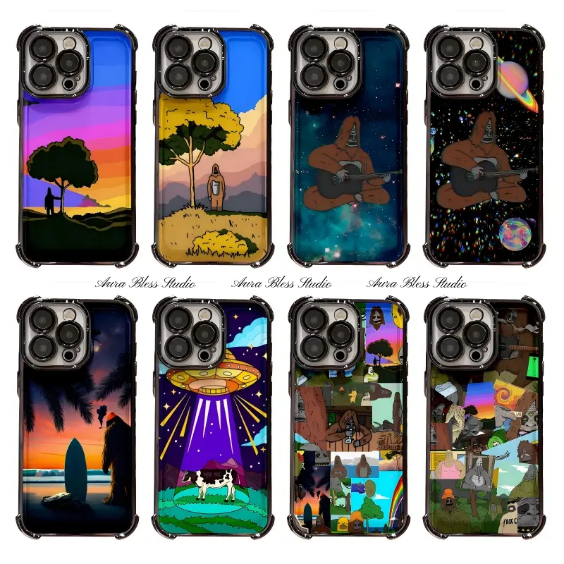 Big Lez Cartoon Painting Sassy The Sasquatch Phone Cases For iPhone 17 Promax Air 16 15 14 Pro Max Plus 13 12 11 Black Transparent Electroplate TPU Shockproof Protective Cover Gifts For Birthday Valentine Christmas Thanksgiving Halloween