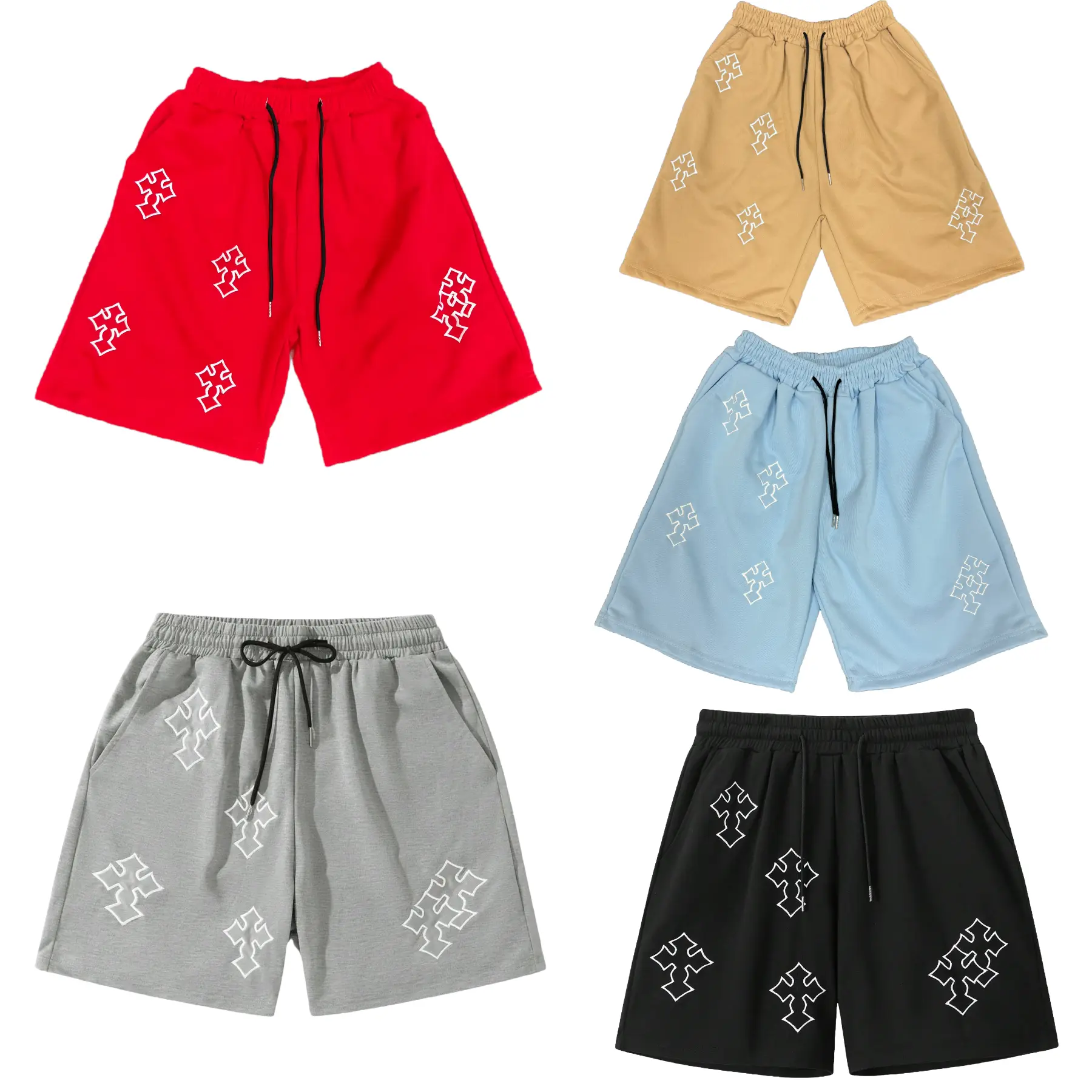 [Hot Choice] Trendy Cross-Patterned Exercise Running Shorts, Gothic Lace-Up Cool Sports Shorts For Couples, Available In Five Colors
