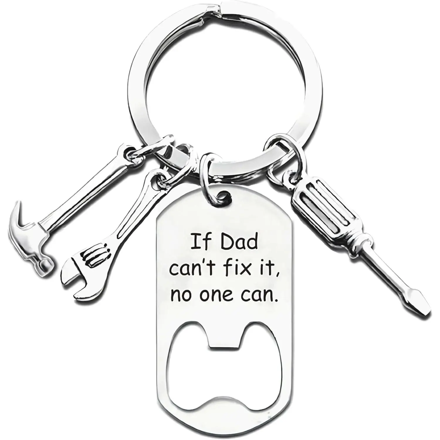 Customized Father's Day Keychain Accessory for Men, Multifunctional Tool Keychain with Bottle Opener, Screwdriver, Hammer, Wrench, Unique Dad Gift from Kids & Wife for Holiday Daily Use, Customized Keychain