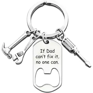 Personalized Father's Day Keychain for Men, Multi-functional Tool Keychain with Bottle Opener, Screwdriver, Hammer and Wrench, Unique Funny Dad Gift from Daughter, Son and Wife for Holiday Daily Use