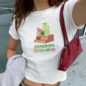 Smiski Baby Tee Y2K 90s Smiski Shirt Homebody Club Graphic Tee Smiski Plant TShirt Kewpie Cherub Sonny Angel Lover Smiski Gift Green Guy Tee