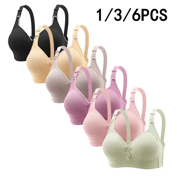 EssElegance Women's Push-Up Jacquard Bra | Wireless Seamless V-Neck Bralette | Adjustable Support Straps Daily Comfort Lingerie Soft Underwire Seamless Basic Chic  Minimalist Basic Nylon Tank Bra for Everyday Wear