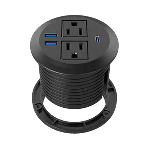 Recessed Power Grommet with AC Outlets, 20W Fast Charging USB-C Port - Flush-Mount for Desktop,Workspace Essential Desk Outlet