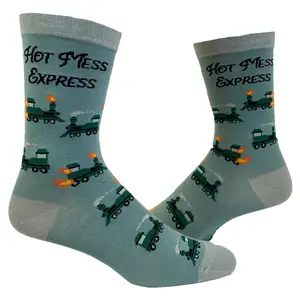 Women's Hot Mess Express Socks Funny Train Hungover Party Sarcastic Graphic Novelty Footwear Funny Graphic Socks Comfortable Fitted Spandex Cotton