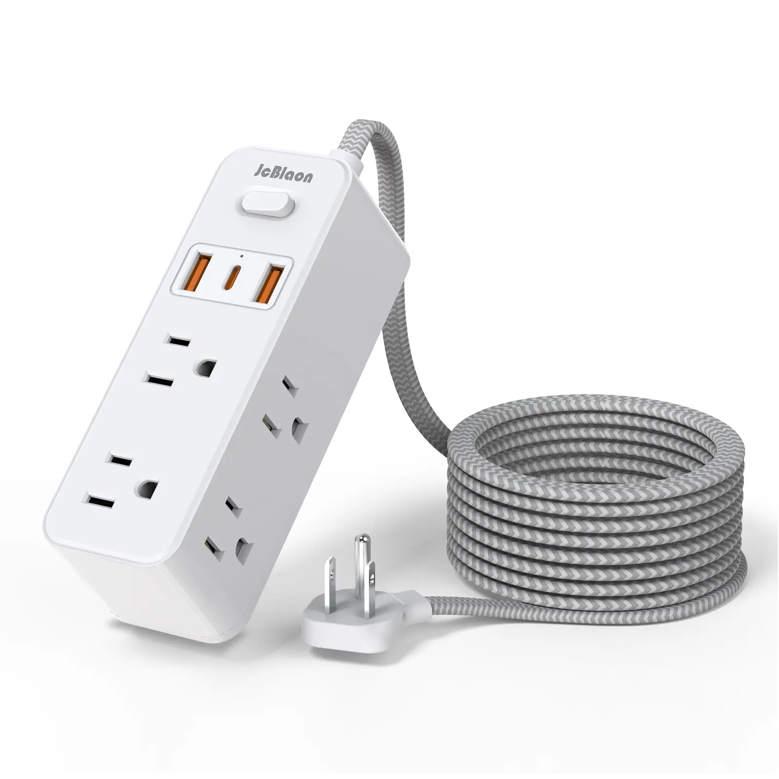 Power Strip Surge Protector, 5Ft Extension Cord, 6 Outlets with 3 USB Ports(1 USB C Outlet), 3-Side Outlet Extender, Wall Mount, Compact for Travel, H