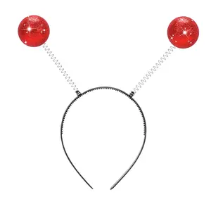 Alien Headband, Halloween Headbands Alien Costume Accessories, Space Antenna Head Bands Boppers Ball for Christmas Theme Party Cosplay Costume (Red)