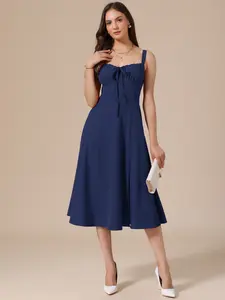 INSPIRE CHIC Spaghetti Strap Dress for Women Sweetheart Neck Side Slit A Line Midi Dresses